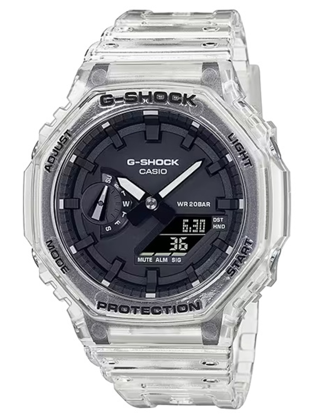 G-SHOCK Casio Clear Transparent Resin Watch with Black Dial